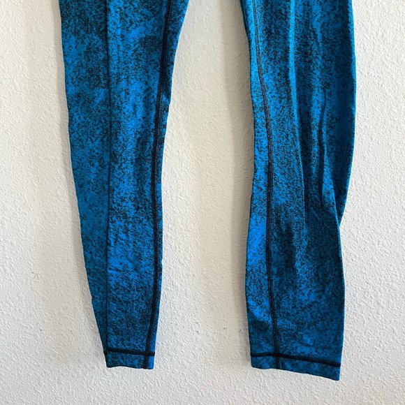 Lululemon Women's Wunder Under Pant III Leggings Luon Spray Jacquard Blue Size 4 - Picture 2 of 9